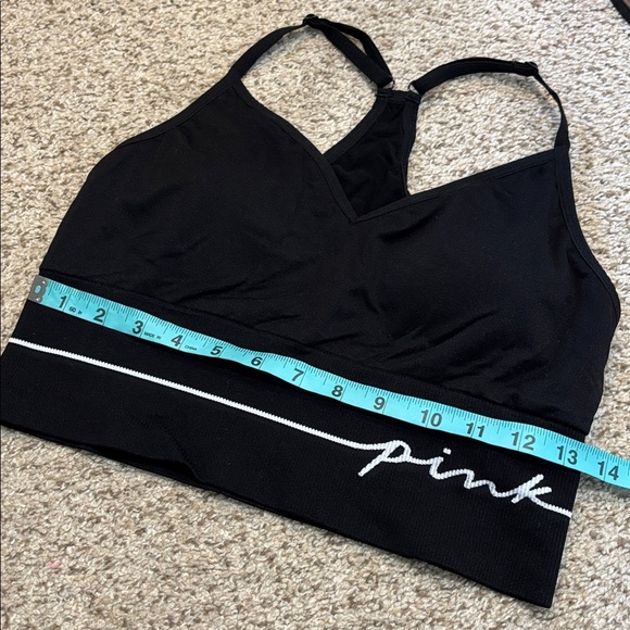 Victorias Secret Pink Active Racerback Cropped Bra Tank Size Medium Black - Picture 4 of 4